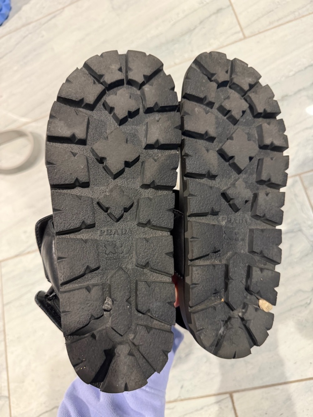 Prada Black Quilted-Strap Leather Sport Sandals - Picture 5 of 6